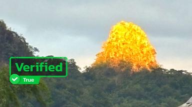 The “golden glow on the mountain peak” is caused by ordinary sunlight, science experts affirm.