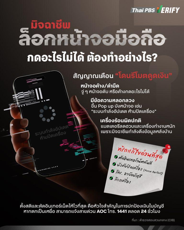 มิจฉาชีพล็อกหน้าจอมือถือ กดอะไรไม่ได้ ต้องทำอย่างไร?