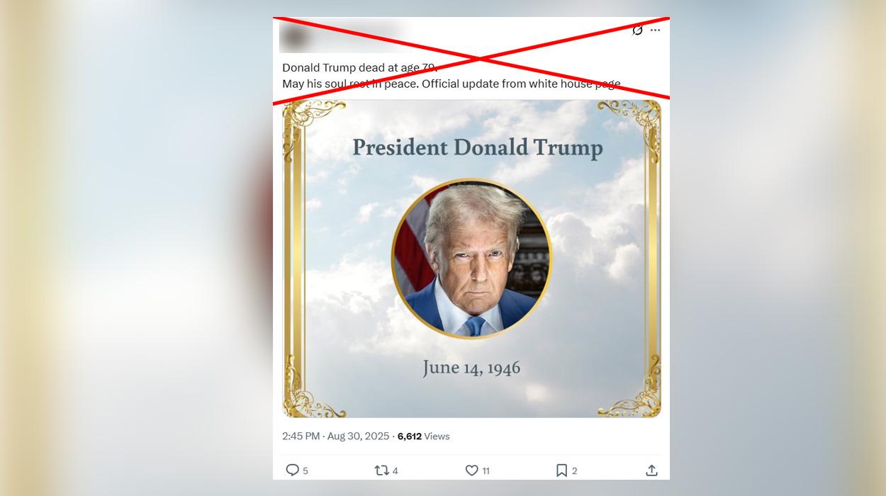 Verified: Post claims Trump has died — White House confirms he is only ill with a vein condition