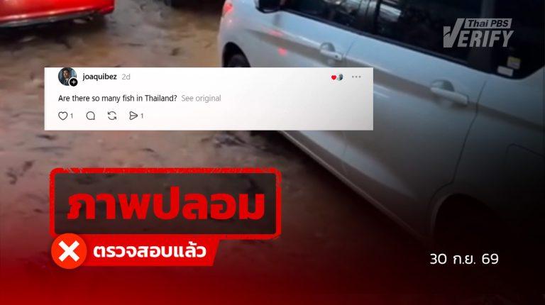 คลิปปลาว่ายถนนสุขุมวิทช่วงน้ำท่วม แท้จริงเป็นภาพ “AI Slop”